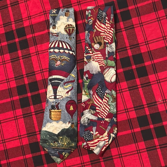 Two Americana series by Max Raab neckties. One is Up, Up and Away and Batter Up. - Picture 1 of 4